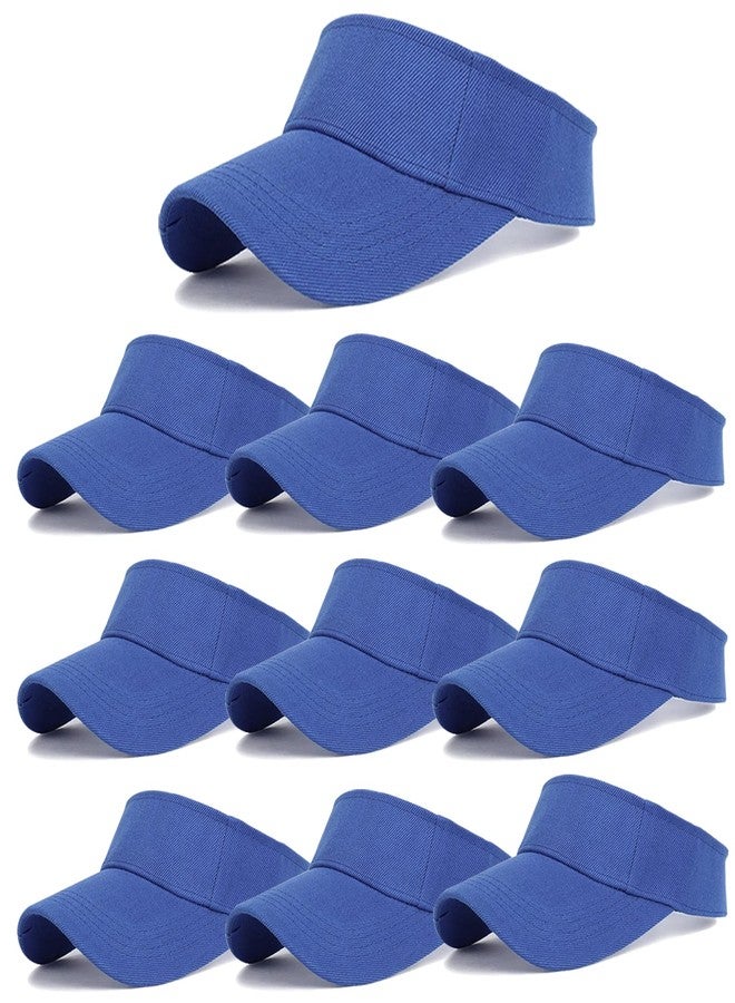 Outink 10 Pack Men Women Sun Visor Adjustable UV Protection Blank Sun Visor Hats Caps for Beach Pool Golf Tennis Sports (10Pack-Royal Blue) - Image 1